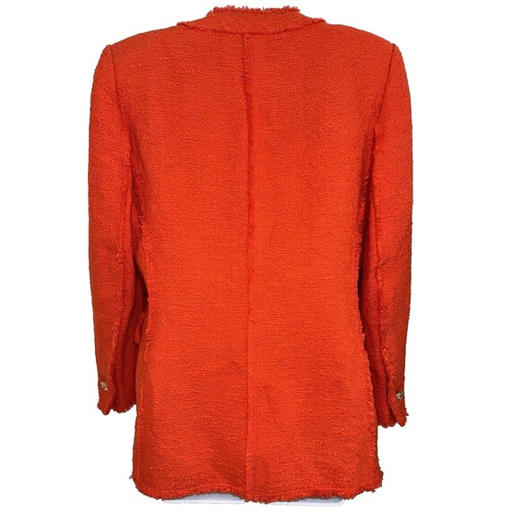 Zara Orange Red Tweed Double Breast Blazer Diamond Button Trinny Blogger Women L - Picture 3 of 14